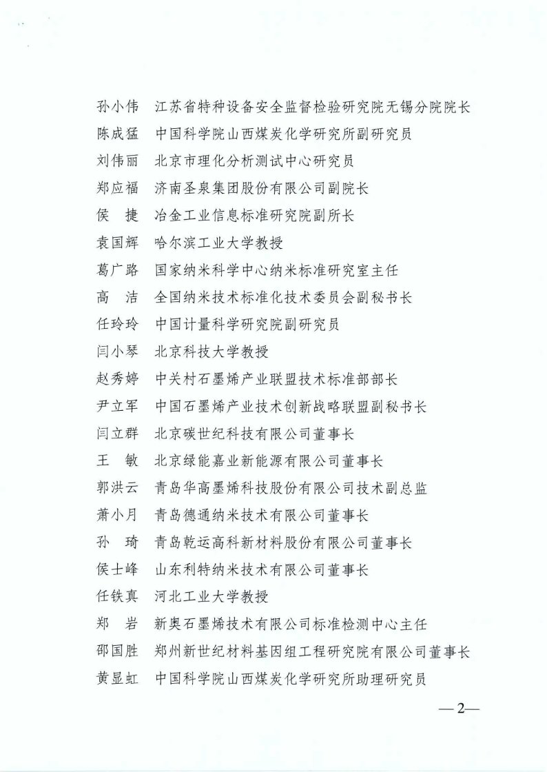 中国石墨烯标准化推进工作组最新调整！