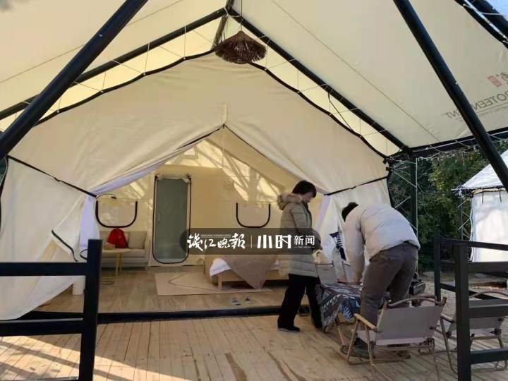 可席地而“睡”的新科技帐篷！宁波镇海九龙湖这处营地用上石墨烯电热地暖