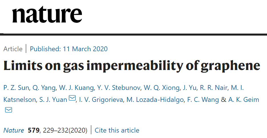 今日Nature：诺奖得主 力挺石墨烯！