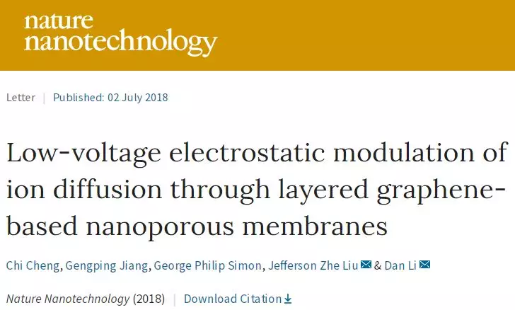 李丹/刘哲Nature Nano：巧用石墨烯膜电控离子传输！