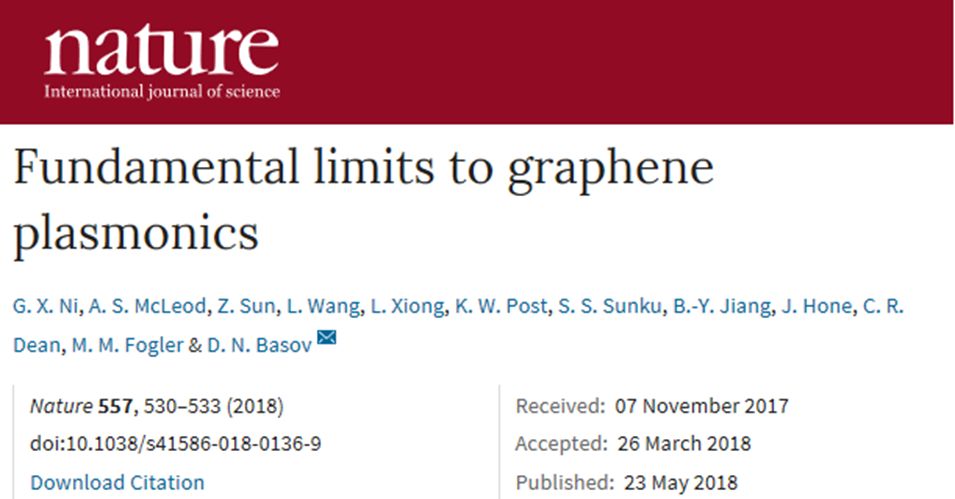 Nature：石墨烯又创新纪录，等离激元寿命极限突破！
