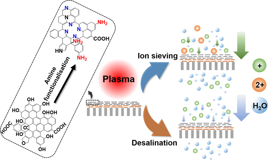 JACS：plasma处理石墨烯薄膜引入含氮基团用于水提纯