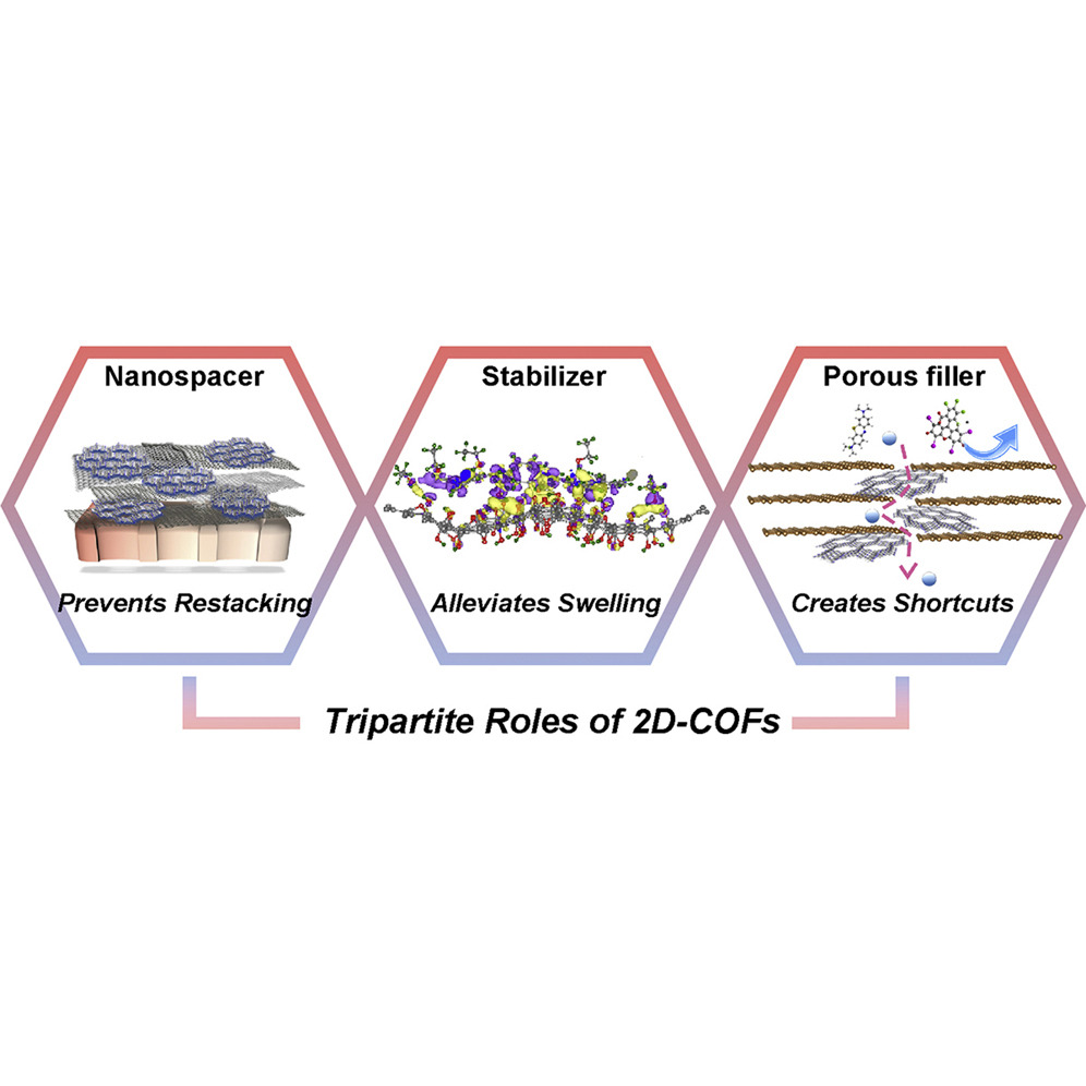 陈元Matter：石墨烯基有机溶剂纳滤膜中2D共价有机骨架的三重作用