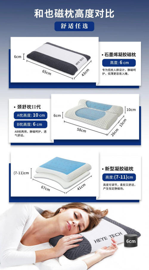 喜欢睡低枕头的你，和也石墨烯凝胶磁枕来了