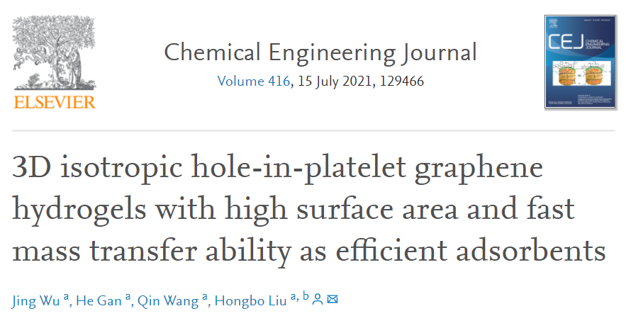 湖南大学刘洪波教授课题组《CEJ》：具有片层孔结构的三维各向同性石墨烯水凝胶