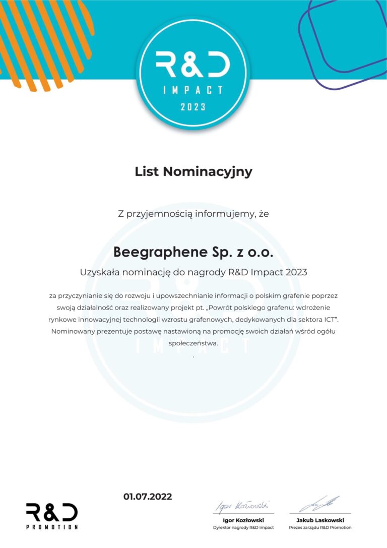 BeeGraphene：我们获得了 "研发影响 2023 "奖提名