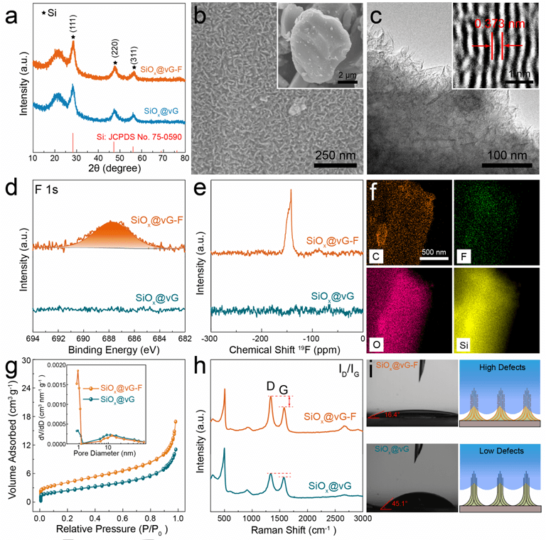 中科院化学所郭玉国/孟庆海Angew：垂直氟化石墨烯包覆SiOx负极材料用于高能量密度锂电池