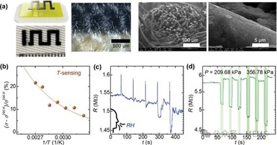 喷墨打印多功能石墨烯传感器，用于柔性可穿戴电子设备