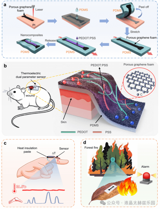 热电多孔激光诱导石墨烯基应变-温度解耦及自供电传感