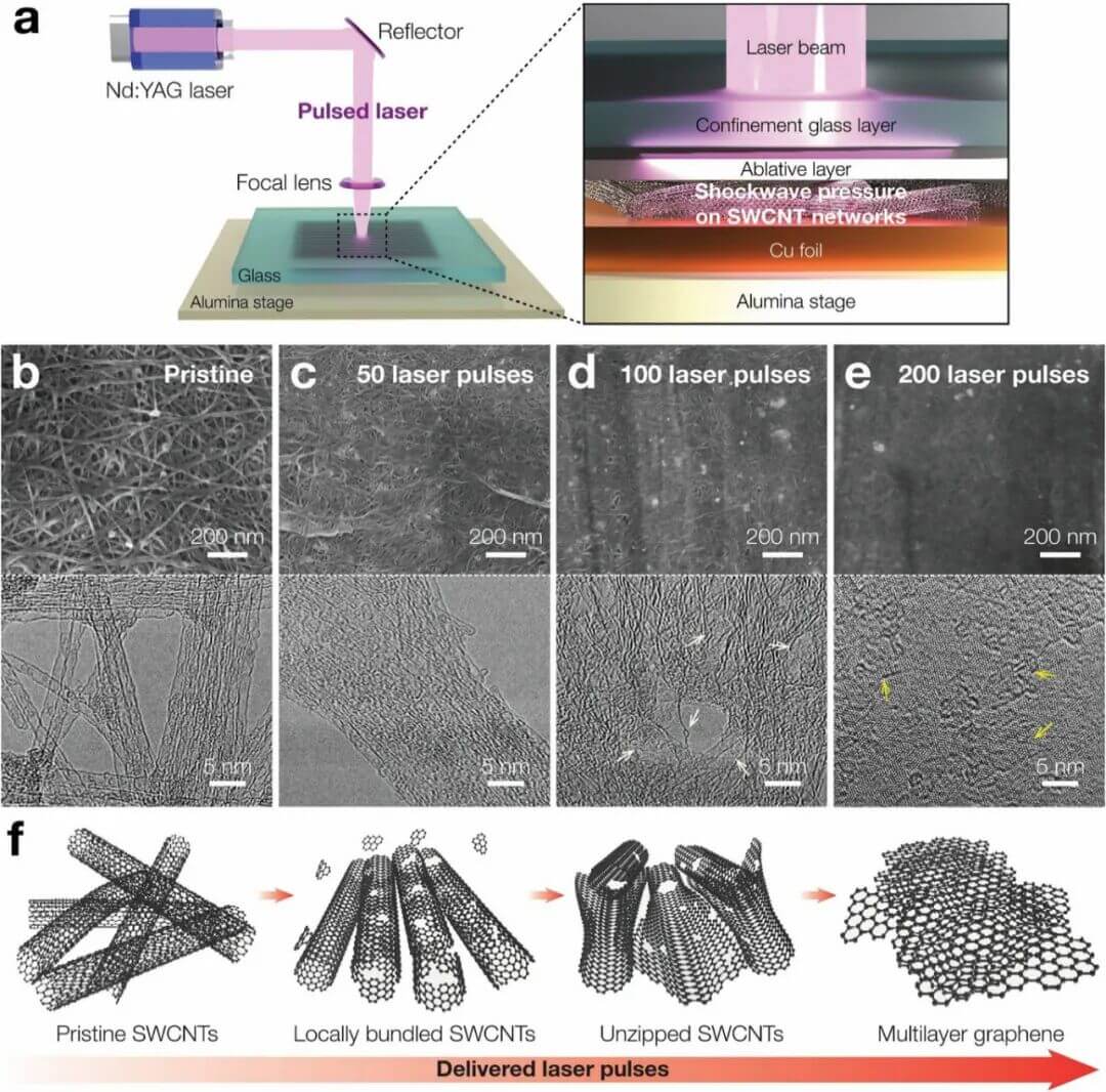 美国东北大学AFM：单壁碳纳米管网络一步转石墨烯薄膜