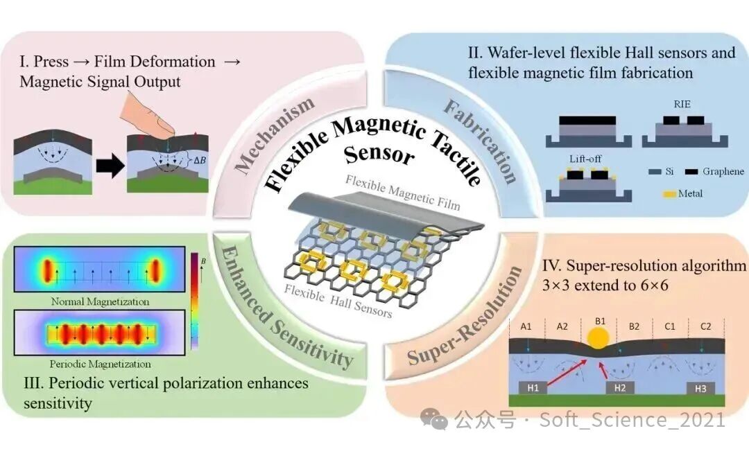 北京理工大学王晓毅教授&香港科技大学申亚京教授团队SS期刊发文：柔性磁触觉传感器：石墨烯与周期性磁化技术实现高空间分辨率