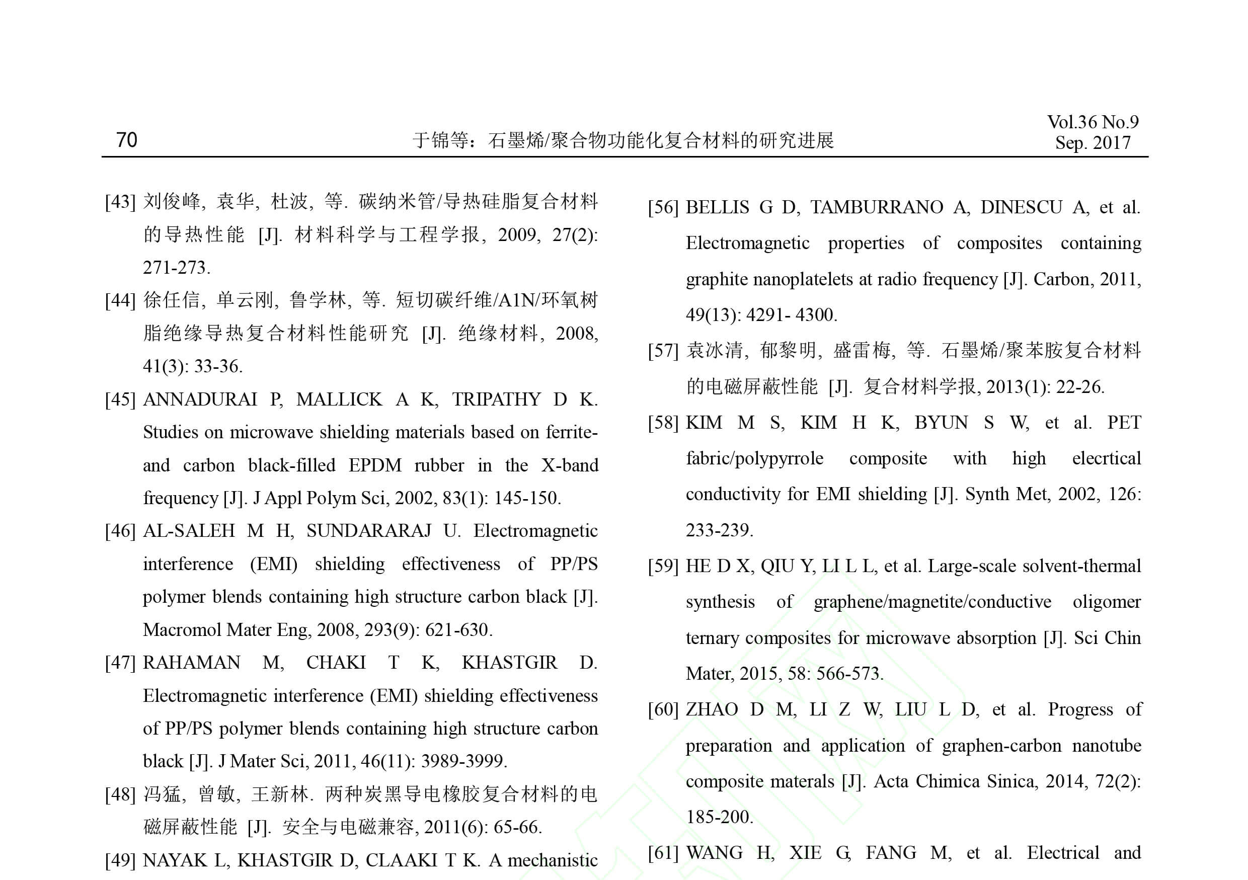 《电子元件与材料》刊发了青岛德通纳米技术有限公司员工撰写的《石墨烯/聚合物功能化复合材料的研究进展》一文