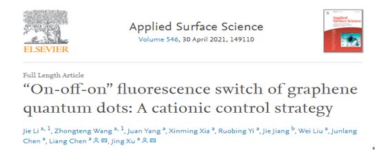 浙江农林大学理学院师生研发石墨烯量子点荧光开关取得新进展