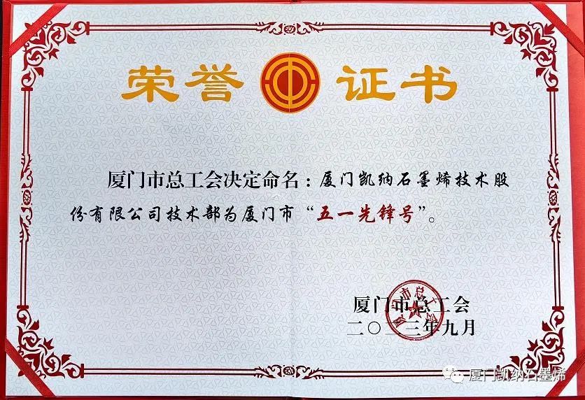 点赞！厦门凯纳技术部荣获厦门市“五一先锋号”