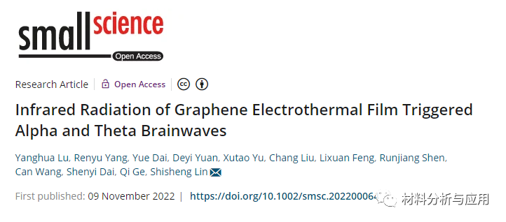 浙江大学《Small Science》：减少阿尔茨海默病！石墨烯电热膜的红外辐射触发α和θ脑电波