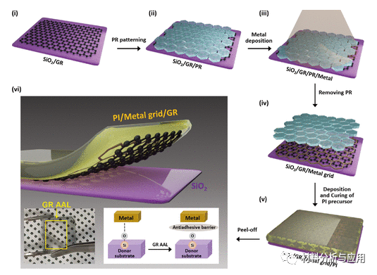 韩国蔚山科技大学《ACS AMI》：石墨烯防粘层，用于金属电极向柔性电子的有效剥离和转移