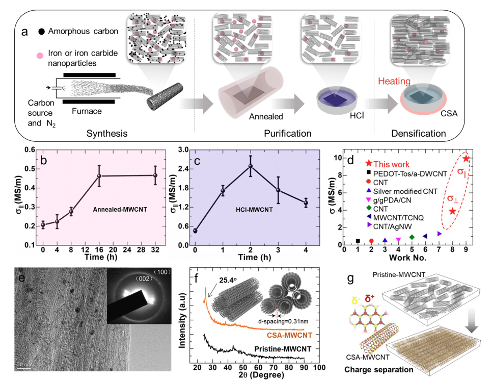 ​西安交通大学王洪团队《自然·通讯》：超高导电性多功能 MWCNT 薄膜