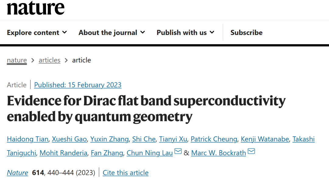 研究透视：Nature-​量子几何-超导 | 石墨烯