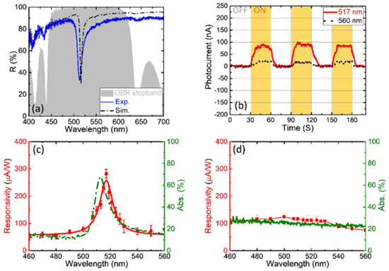 利用石墨烯和Tamm等离激元实现波长和角度选择性光电探测器
