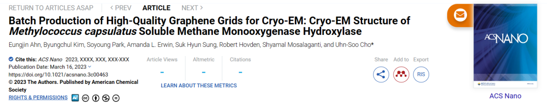 ACS Nano：用于Cryo-EM的高质量石墨烯网格的批量生产