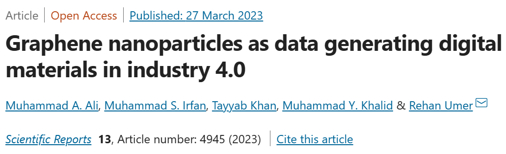 Scientific Reports | 石墨烯纳米颗粒作为工业4.0中的数据生成数字材料