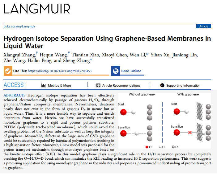 天大/北大：界面聚合修复的大尺度石墨烯用于氢同位素分离