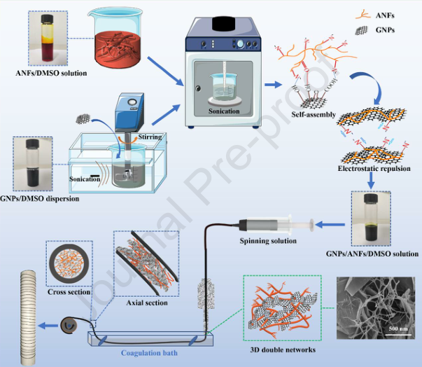 Carbon：湿纺丝法支持石墨烯纳米片的芳纶纳米纤维框架