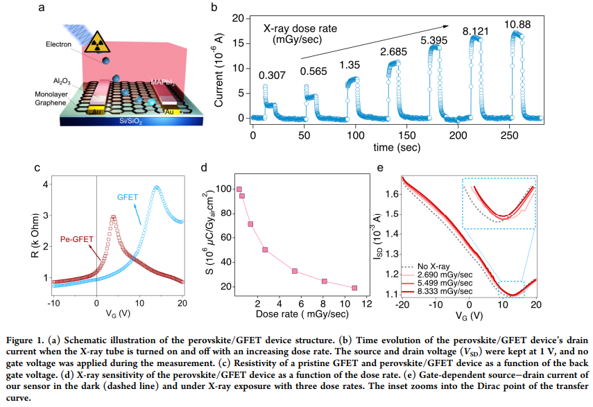 洛斯阿拉莫斯国家实验室Wanyi Nie最新AEL：使用可回收钙钛矿-石墨烯异质结构晶体管进行高效 X 射线传感