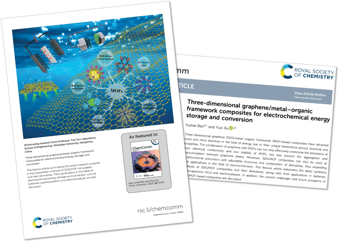 西湖大学徐宇曦团队: 3D 石墨烯-MOF 复合材料用于电化学储能和转换