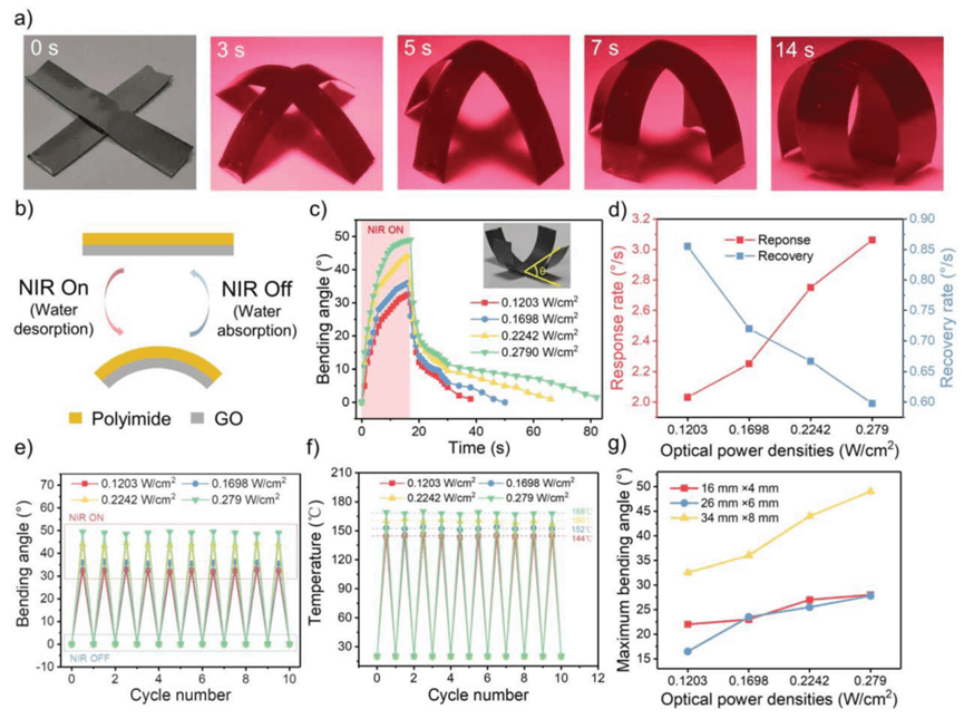 【Advanced Functional Materials】集驱动和传感一体的氧化石墨烯光驱动软体机器人