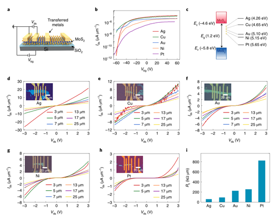 晶体管-石墨烯辅助金属转移印刷用于金属电极和二维材料的晶圆级集成