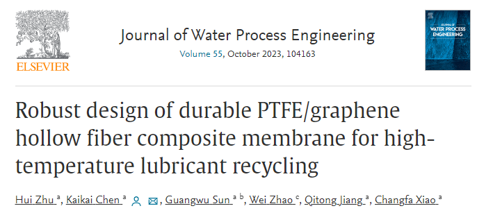 上海工程技术大学《JWPE》：耐用的PTFE/石墨烯中空纤维复合膜的坚固设计，用于高温润滑剂回收