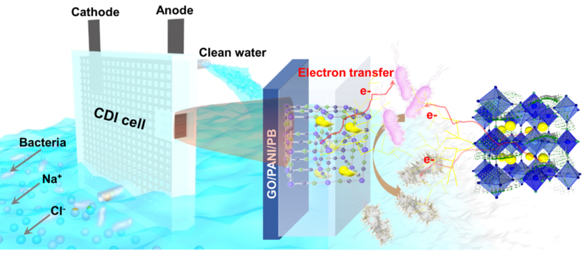SCMs|氧化石墨烯包埋普鲁士蓝复合物的高效电容去离子和水消毒研究