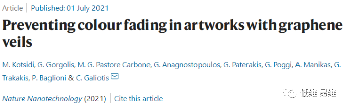 Nat. Nanotechnol.：用石墨烯面纱防止艺术品褪色
