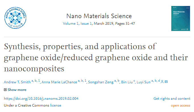 回顾：石墨烯及其衍生物的合成、性能和应用