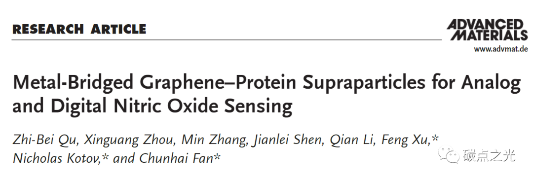 AM：金属桥接的石墨烯-蛋白超粒子用于对一氧化氮进行数字化传感