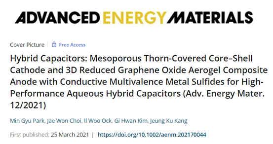 《AEM》一篇封面：3D石墨烯气凝胶水性电容器，1分钟充电！
