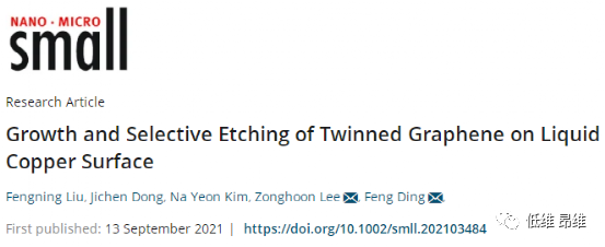 Small：液态铜表面孪晶石墨烯的生长和选择性刻蚀