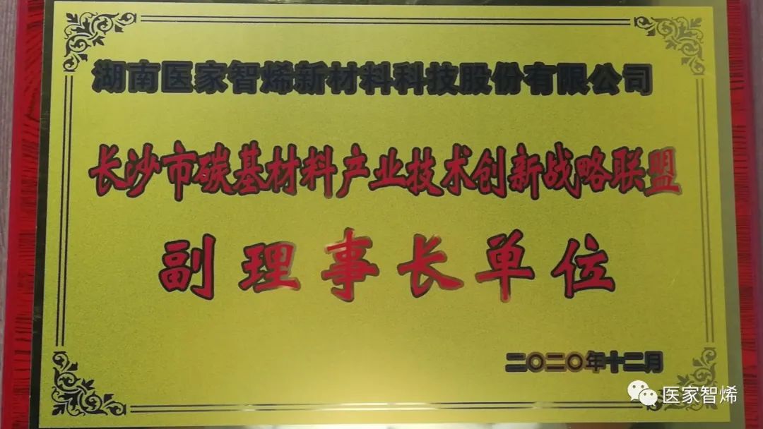 长沙市碳基材料产业技术创新战略联盟成立暨第一届理事会召开，“医家智烯”当选为首任副理事长单位