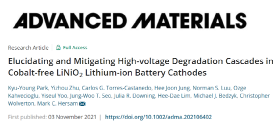 Adv Mater：石墨烯气密性涂层，堵住无钴高压LiNO2阴极的高压降解