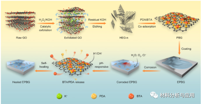 清华大学《Carbon》：由超高剥离石墨烯和贻贝启发的化学物质实现的智能可修复防腐涂层