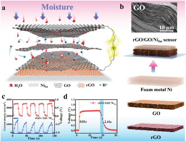 华中科大刘逆霜团队Adv. Funct. Mater.：自供电氧化石墨烯湿度传感器！