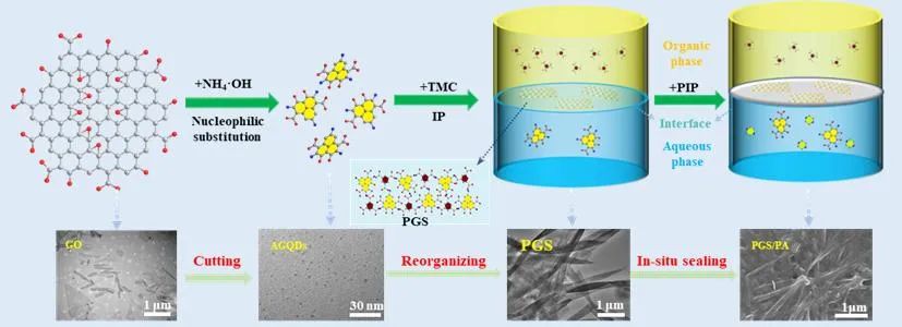 天津工业大学刘海亮课题组 CEJ：多孔石墨烯片的可控合成及其超薄复合膜原位封装设计