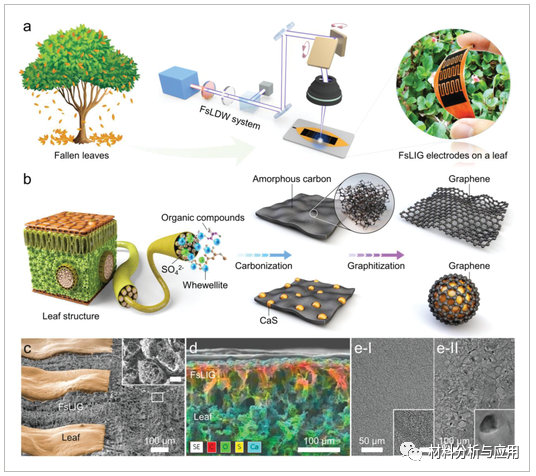 韩国科研院《AFM》：通过激光脉冲在废弃落叶上制备柔性石墨烯-无机混合微型超级电容器