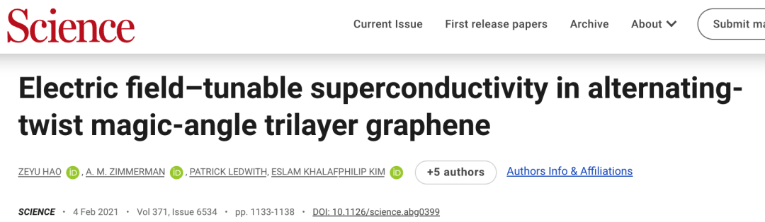 魔角石墨烯又登Science！太强了！