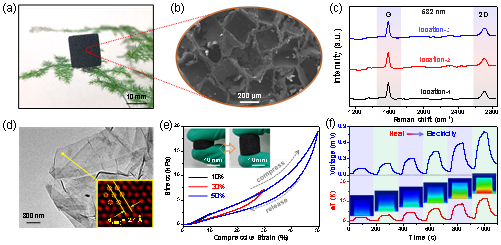 南开大学陈永胜教授和马儒军教授团队Nano Letters：用于人体热能收集与热管理的超弹性石墨烯基热电海绵