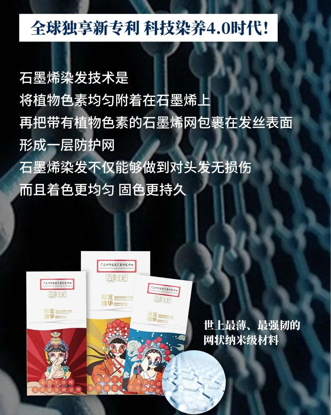 “百变王妃”首创石墨烯科技染发专利，成为女性染发首选！