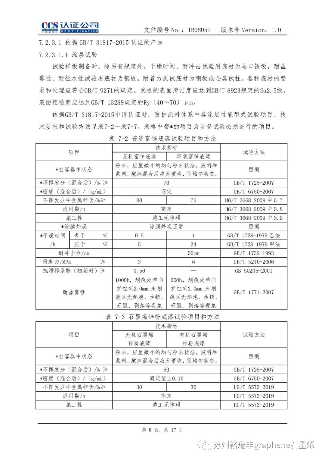 中国船级社：石墨烯锌粉涂料纳入风电《涂料产品认证实施专用规则》