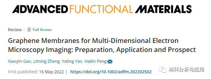 北大彭海琳课题组《AFM》：综述-用于多维电子显微成像的石墨烯膜：制备、应用与展望