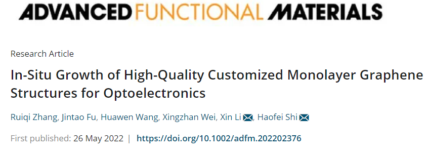 中科院重庆研究院史浩飞研究员团队 《Adv. Funct. Mater.》 ：高质量单层图案化石墨烯的原位生长